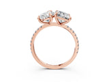 Rose gold Pear and Emerald Toi Moi Ring with Prong Setting and Micro Pave Band 3