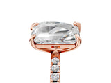 Rose gold Pear and Emerald Toi Moi Ring with Prong Setting and Micro Pave Band 5