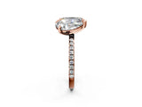 Rose gold Pear and Emerald Toi Moi Ring with Prong Setting and Pave Band 2