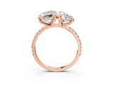Rose gold Pear and Emerald Toi Moi Ring with Prong Setting and Pave Band 3
