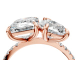 Rose gold Pear and Emerald Toi Moi Ring with Prong Setting and Pave Band 4