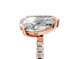 Rose gold Pear and Emerald Toi Moi Ring with Prong Setting and Pave Band 5