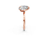 Rose gold Pear and Emerald Toi Moi Ring with Prong Setting and Plain Band_58