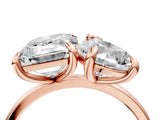 Rose gold Pear and Emerald Toi Moi Ring with Prong Setting and Plain Band_60