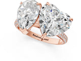 Rose gold Pear and Heart Toi Moi Ring with Prong Setting and Micro Pave Band 1