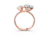Rose gold Pear and Heart Toi Moi Ring with Prong Setting and Micro Pave Band 3