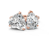 Rose gold Pear and Heart Toi Moi Ring with Prong Setting and Micro Pave Band