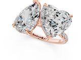Rose gold Pear and Heart Toi Moi Ring with Prong Setting and Pave Band 2
