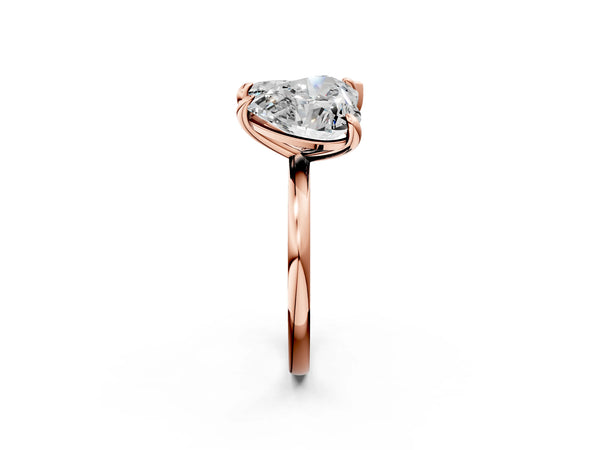 Rose gold Pear and Heart Toi Moi Ring with Prong Setting and Plain Band