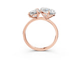 Rose gold Pear and Heart Toi Moi Ring with Prong Setting and Plain Band 3