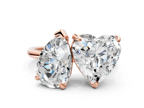 Rose gold Pear and Heart Toi Moi Ring with Prong Setting and Plain Band