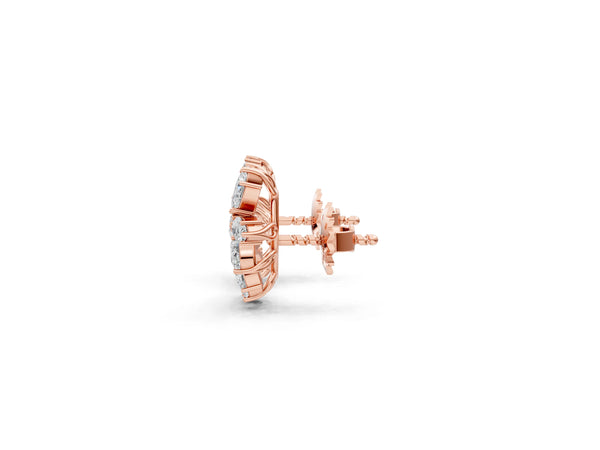 Rose gold Pear and Marquise Diamond Cluster Stud Earrings