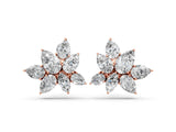 Rose gold Pear and Marquise Diamond Floral Cluster Stud Earrings