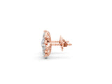 Rose gold Pear and Marquise Diamond Floral Cluster Stud Earrings_1