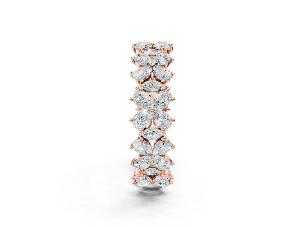 Rose gold Pear and Marquise Diamond Floral Promise Ring