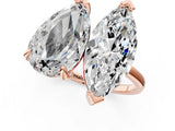 Rose gold Pear and Marquise Toi Moi Ring with Prong Setting and Plain Band 1