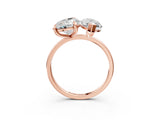 Rose gold Pear and Marquise Toi Moi Ring with Prong Setting and Plain Band 3