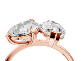 Rose gold Pear and Marquise Toi Moi Ring with Prong Setting and Plain Band 4