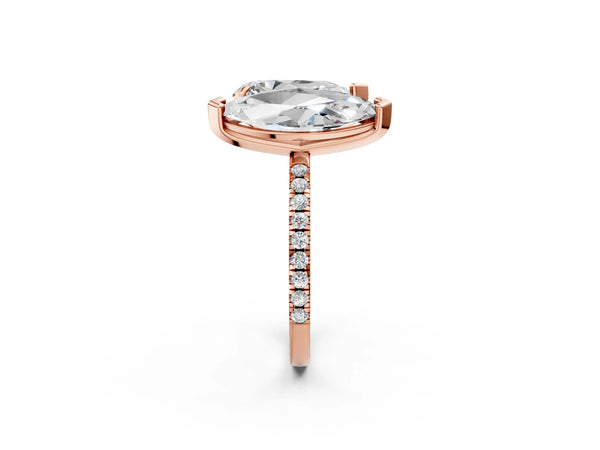 Rose gold Pear and Princess Toi Moi Ring with Prong Setting and Micro Pave Band