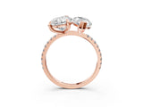 Rose gold Pear and Princess Toi Moi Ring with Prong Setting and Micro Pave Band 3