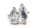Rose gold Pear and Princess Toi Moi Ring with Prong Setting and Micro Pave Band