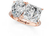 Rose gold Pear and Princess Toi Moi Ring with Prong Setting and Pave Band 1