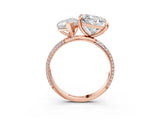 Rose gold Pear and Princess Toi Moi Ring with Prong Setting and Pave Band 3