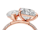 Rose gold Pear and Princess Toi Moi Ring with Prong Setting and Pave Band 4