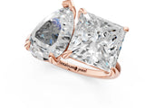 Rose gold Pear and Princess Toi Moi Ring with Prong Setting and Plain Band 1