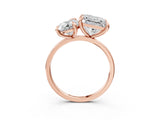 Rose gold Pear and Princess Toi Moi Ring with Prong Setting and Plain Band 3