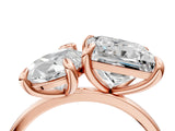 Rose gold Pear and Princess Toi Moi Ring with Prong Setting and Plain Band 4