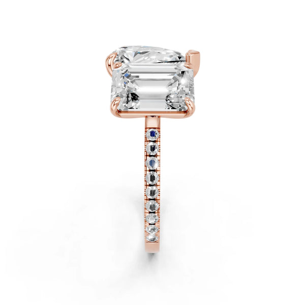 Rose gold Pear and Radiant Toi Moi Ring with Prong Setting and Micro Pave Band