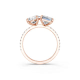 Rose gold Pear and Radiant Toi Moi Ring with Prong Setting and Micro Pave Band 3