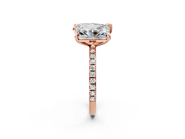 Rose gold Pear and Radiant Toi Moi Ring with Prong Setting and Micro Pave Band
