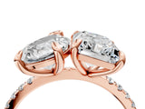 Rose gold Pear and Radiant Toi Moi Ring with Prong Setting and Micro Pave Band_12