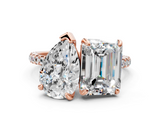 Rose gold Pear and Radiant Toi Moi Ring with Prong Setting and Pave Band_17