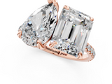 Rose gold Pear and Radiant Toi Moi Ring with Prong Setting and Pave Band_18