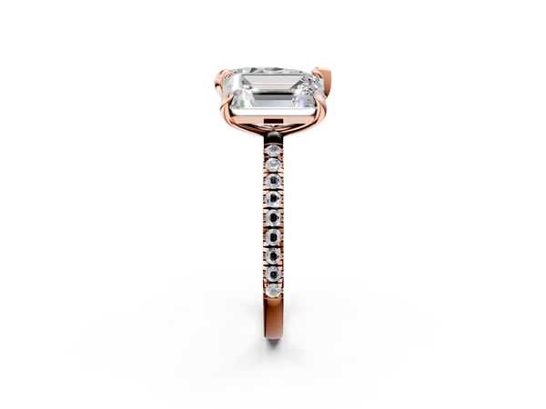 Rose Gold Pear-Shaped and Emerald Cut Lab-Grown Diamond Toi et Moi Ring