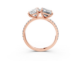 Rose gold Pear and Radiant Toi Moi Ring with Prong Setting and Pave Band_20