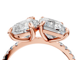 Rose gold Pear and Radiant Toi Moi Ring with Prong Setting and Pave Band_21