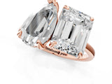 Rose gold Pear and Radiant Toi Moi Ring with Prong Setting and Plain Band 2