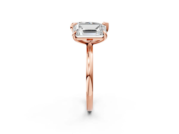 Rose gold Pear and Radiant Toi Moi Ring with Prong Setting and Plain Band