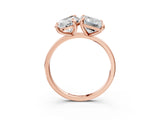 Rose gold Pear and Radiant Toi Moi Ring with Prong Setting and Plain Band 4