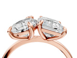 Rose gold Pear and Radiant Toi Moi Ring with Prong Setting and Plain Band 5