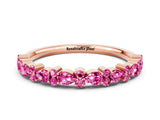 Rose gold Pear and Round Pink Sapphire Wedding Band_18