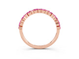 Rose gold Pear and Round Pink Sapphire Wedding Band_21