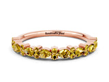 Rose gold Pear and Round Yellow Sapphire Wedding Band_18