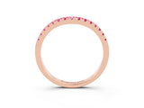 Rose gold Pink Sapphire Pavé Curved Wedding Band_21