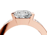 Rose gold Princess Brilliant Channel-Set Diamond Ring with Bezel Prong Setting_10