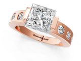 Rose gold Princess Brilliant Channel-Set Diamond Ring with Bezel Prong Setting_7